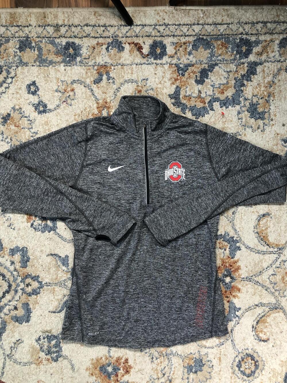 Ohio State Buckeyes Shirt Womens Medium Gray NCAA Football Nike Dri-FIT 1/4 Zip